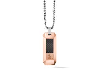 Necklace: Latin Grammy - Rose Gold, Carbon Fiber Dogtag Pendant