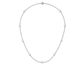 Sterling Silver 4-5mm Freshwater Cultured Pearl Station Necklace 18"