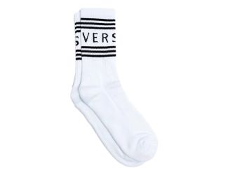 Versace White Black 90s Style Vintage Logo Tube Socks Large