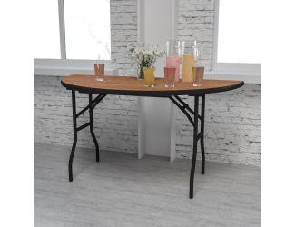 5-Foot Half-Round Wood Folding Banquet Table - Event & Catering Table