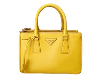 Prada Galleria Saffiano Lux Leather Small Tote Handbag Sole Yellow