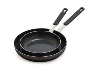 Ceramic Nonstick Aluminum 2pc Fry Pan Set Black