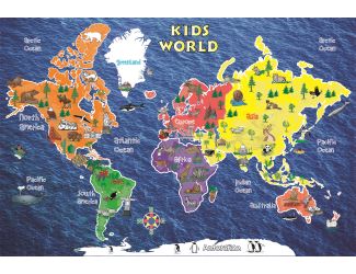 Kids World Peel & Stick Wall Map - Large 42" x 30"