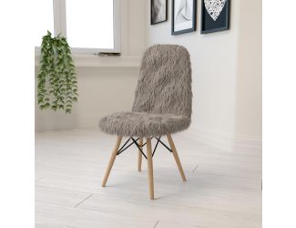 Shaggy Dog Charcoal Gray Accent Chair - Dorm Chair - Retro Chair - Faux Fur