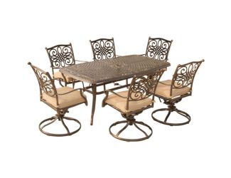 Traditions 7-Piece Dining Set with Six Swivel Dining Chairs and a Large 72 x 38 in. Dining Table