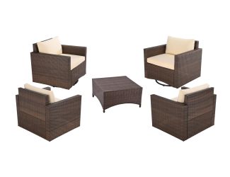 360 Degree Glider Chair, Set of 4 w/Coffee Table - Dark Brown