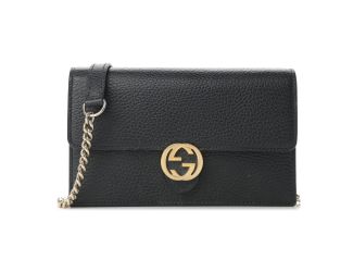 Gucci Marmont Black Dollar Calfskin Leather Interlocking GG Bag