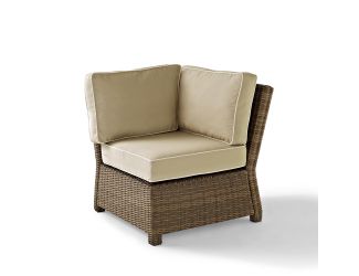 Bradenton Outdoor Wicker Sectional Corner Chair with Sand Cushions