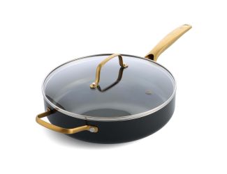 Gold 4qt Saute Pan w/ Lid &Helper Handle Black