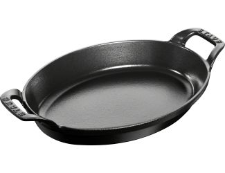 11"x 8" Oval Cast Iron Baking Dish Matte Black