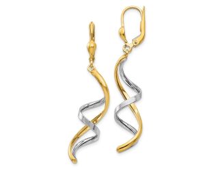 14K Two-tone Spiral Leverback Earrings