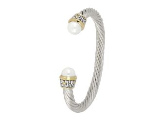 Ocean Images Large 10mm Pearl Wire Cuff Bracelet, Large Width. 7" length