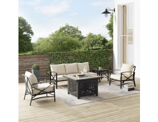 Kaplan 5Pc Outdoor Sofa Set W/Fire Table