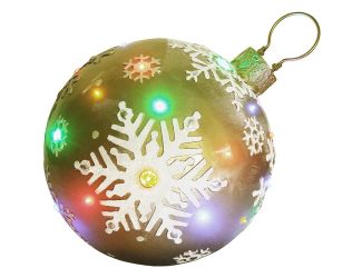 Indoor/Outdoor Oversized Christmas Decor w/ Long-Lasting LED Lights, 18-In. Jeweled Ball Ornament w/
