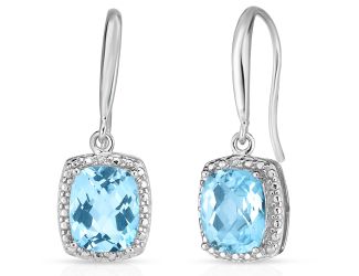 Diamond and Blue Topaz Earrings