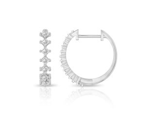 PARIKHS Princess cut Diamond Hoop Earring in 14K White Gold 0.30ct, Color-IJ, Clarity-VS2 SI1