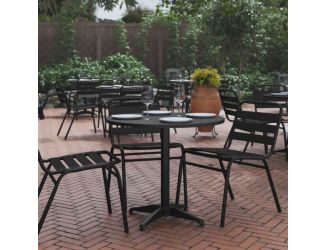 31.5" Round Metal Smooth Top Indoor-Outdoor Table with Base - Black