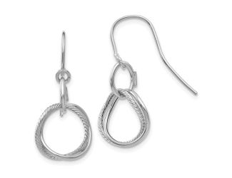 14K White Gold Small Twisted Circle Shepherd Hook Earrings