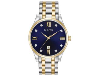 Men's 8 Diamond Blue Dial Watch