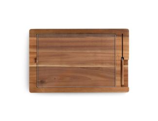 Ventana - Tempered Glass and Acacia Cheese Board and Knife Set, (Acacia Wood)