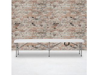 11"W x 72"L Bi-Fold Granite White Folding Bench with Carrying Handle