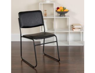 500 lb. Capacity High Density Black Vinyl Stacking Chair with Sled Base