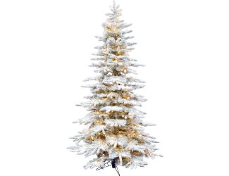 6.5-Ft. Flocked Pine Valley Christmas Tree with Smart String Lighting