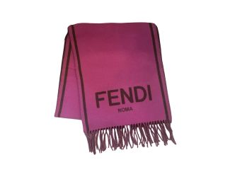 Fendi Roma Cashmere Scarf Purple Grey Logo