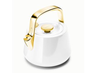 Stovetop Iconics Whistling Tea Kettle White/Gold