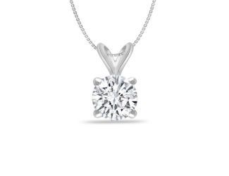 Bright White Round Lab Grown Diamond Pendant in 14K White Gold 0.30ct, Color-FG, Clarity-VVS