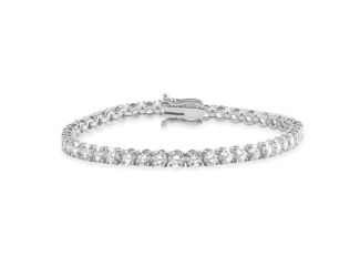 Bright White Privilege Round Lab Grown Diamond Tennis Bracelet in 14K White Gold 10.00ct,EF,VS1 VS2