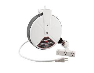 30-Foot Retractable Cord Reel w/Triple Tap
