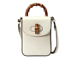 Gucci Bamboo Mini Handbag Top Handle Bag in Cream Leather