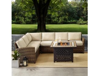 Bradenton 5-Piece Outdoor Wicker Seating Set With Sand Cushions