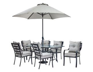Lavallette 7-Piece Outdoor Dining Set with Table Umbrella and Base