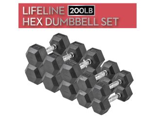 Lifeline - Hex Rubber Dumbbell Set - 200 LBS