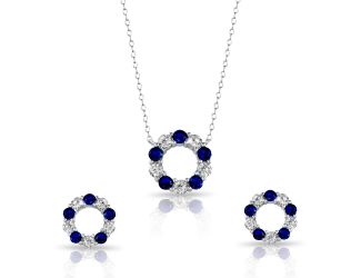 PARIKHS Rhodium Plated Round CZ Necklace-Earring Set in 925 Sterling Silver