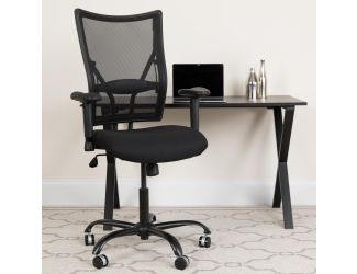 Big & Tall 400 lb. Rated Black Mesh Swivel Ergonomic Chair with Adjustable Arms