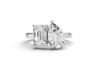 2CT Em. Pear Moi Toi Lab Diamond Ring Size 7.5
