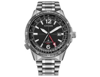 Men's Promaster Air GMT Automatic Silver-Tone Stainless Steel Watch Black Dial