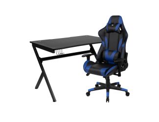 Black Gaming Desk and Blue X30 Series Gaming Chair Set