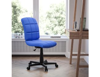 Mid-Back Blue Quilted Vinyl Swivel Task Office Chair - Home Office Chair
