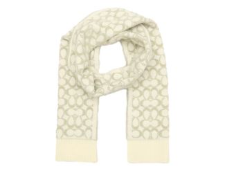 Signature C Metallic Muffler Scarf - Chalk