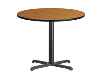 36" Round Natural Laminate Table Top with 30" x 30" Table Height Base