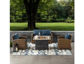 Bradenton 4Pc Wicker Outdoor Loveseat Set W/ Fire Table