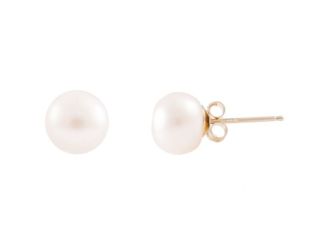 LALI Jewels 14K Yellow Gold White Fresh Water Pearl Stud Earring
