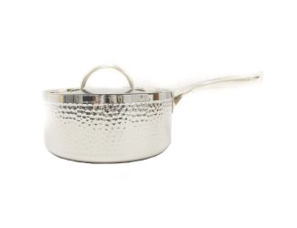 Hammered Tri-Ply SS 8" Covered Saucepan, Polished