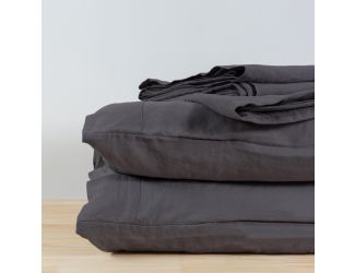 Stonewashed Linen Sheet Sets Queen Charcoal