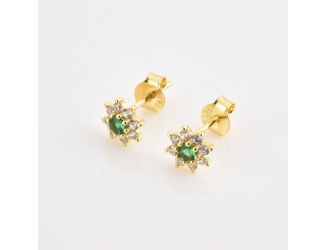 Emerald Flower Stud Earrings