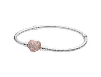 Crystal Rose Gold Heart Charm Bracelet